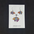 Set The Baby Bear White Fire Opal Purple Turquoise Spiny Oyster sterling silver dangle earrings and pendant