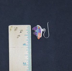 Set The Baby Bear White Fire Opal Purple Turquoise Spiny Oyster sterling silver dangle earrings and pendant
