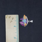 Set The Baby Bear White Fire Opal Purple Turquoise Spiny Oyster sterling silver dangle earrings and pendant