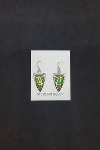 The Green Arrow Green Turquoise triangle sterling silver dangle earrings