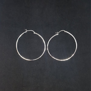 Big O inlay Blue Fire Opal White Fire Opal round shape sterling silver hoop earrings