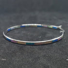 Big O inlay Blue Fire Opal White Fire Opal round shape sterling silver hoop earrings