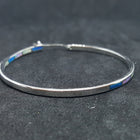 Big O inlay Blue Fire Opal White Fire Opal round shape sterling silver hoop earrings