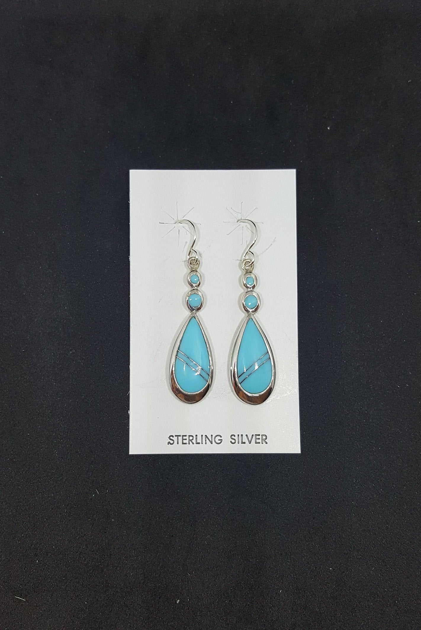 Turquoise teardrop sterling silver dangle earrings