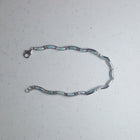 Simple thin waves Natural Larimar sterling silver link bracelet