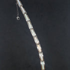 Simple White Fire Opal rectangle shape sterling silver link bracelet