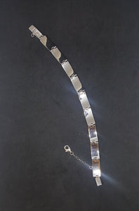 Simple White Fire Opal rectangle shape sterling silver link bracelet