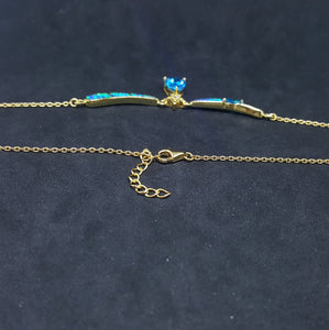 Blue Fire Opal and Topaz Teardrop star with Marquise shape  gold plated sterling silver pendant necklace