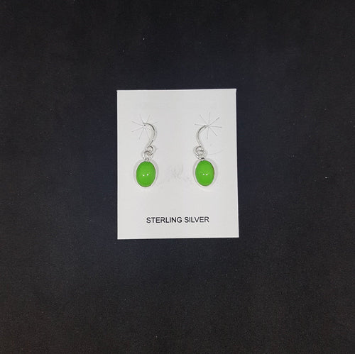 7 mm Oval Gaspeite sterling silver dangles earrings