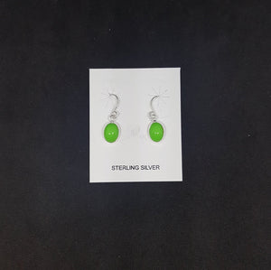 7 mm Oval Gaspeite sterling silver dangles earrings