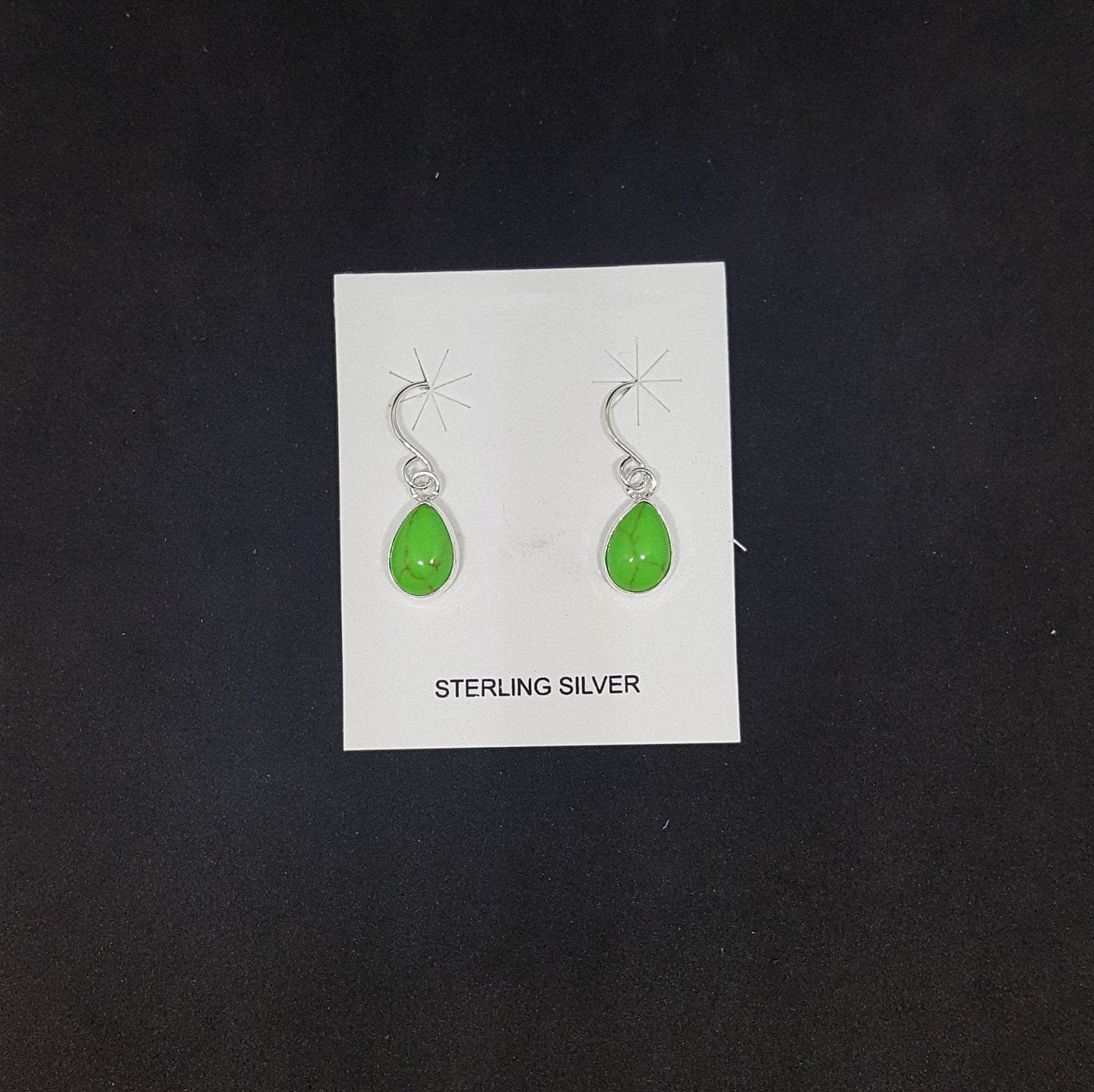 8 mm Teardrop Gaspiete sterling silver dangles earrings