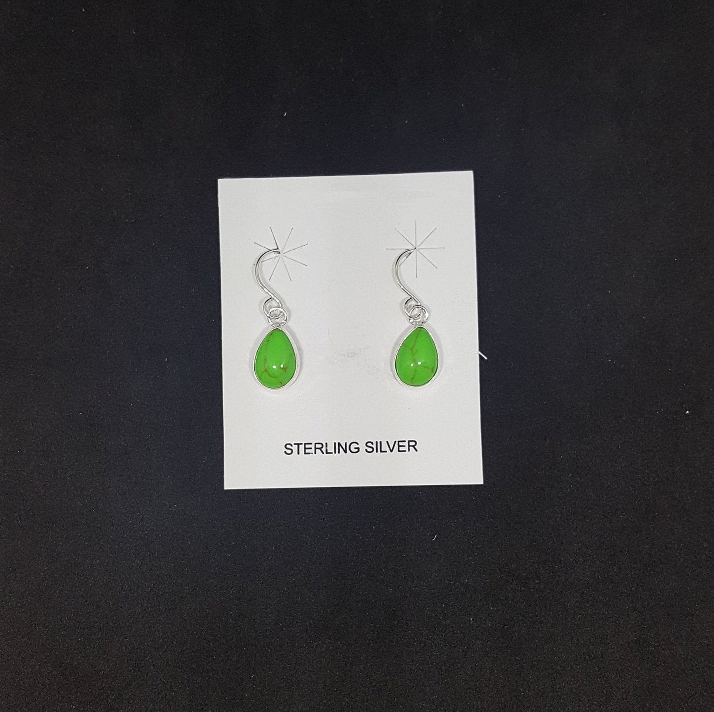 8 mm Teardrop Gaspeite sterling silver dangles earrings
