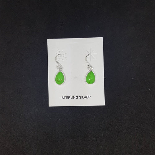 8 mm Teardrop Gaspeite sterling silver dangle earrings