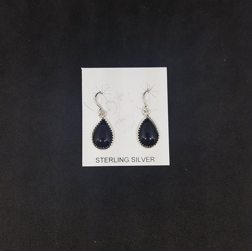Black Onyx Teardrop sterling silver dangle earrings