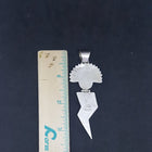Vintage Native Face and Thunder Shape Inlay multi stone sterling silver pendant necklace