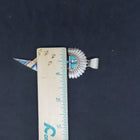 Vintage Native Face and Thunder Shape Inlay multi stone sterling silver pendant necklace