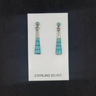 Turquoise 3 stripes thin sterling silver post earrings