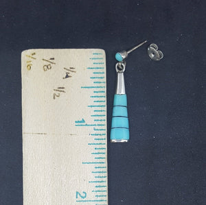 Turquoise 3 stripes thin sterling silver post earrings
