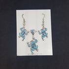 Set The Frog Turquoise Mother of Pearl sterling silver dangle earrings and pendant