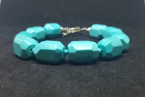 Beauty of Nature Turquoise geometric shape sterling silver beaded bracelet