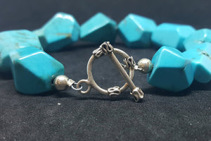 Beauty of Nature Turquoise Random shape sterling silver beaded bracelet