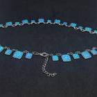 Blue Fire Opal Square shape sterling silver necklace