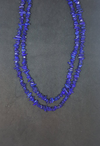 20 inches 2 strands Lapis sterling silver random shape stones sterling silver beaded necklace