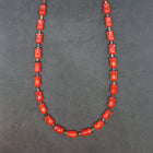 18 inches Red Roses Coral Heshi shell sterling silver beaded necklace