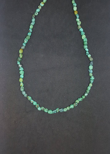 17 inches Kingman Turquoise sterling silver beaded necklace