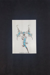 Set The Lizard Turquoise sterling silver dangle earrings and pendant