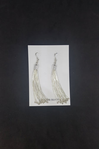 20 beaded strands Sterling sillver long thin dangle earrings