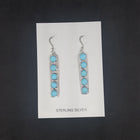 5mm round Sleeping Beauty Turquoise 5 stones sterling silver long thin dangle earrings