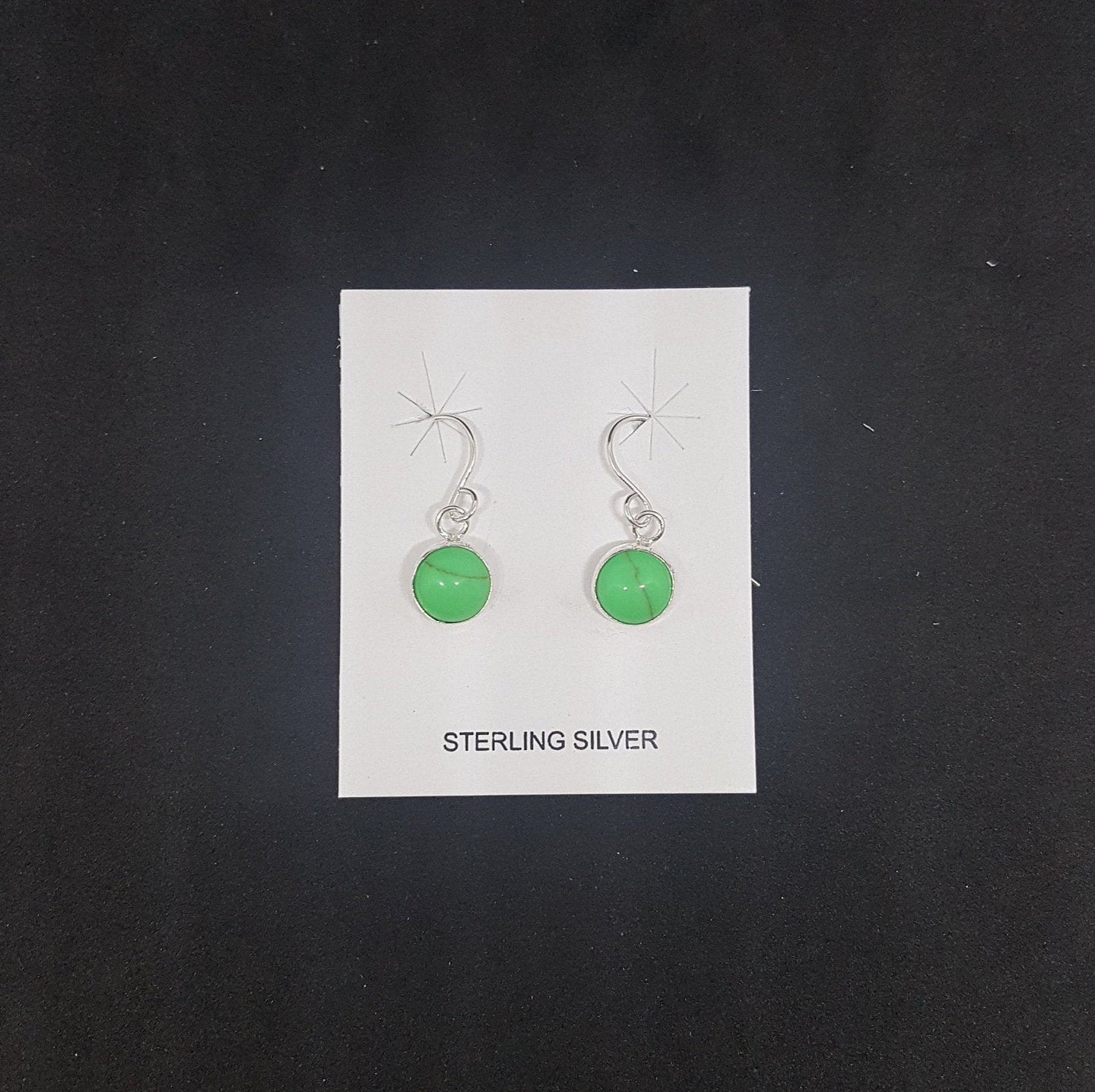 6mm round Gaspiete sterling silver dangle earrings