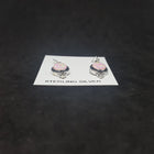 Dots 10 mm x 8 mm Oval Pink Fire Opal sterling silver dangle earrings