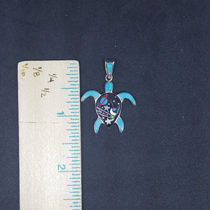 The Galaxy on a Turtle Shell inlay Multi-stones sterling silver pendant necklace