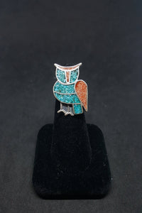 Size 6 - The Wonder Owl micro stones sterling silver ring - Vintage