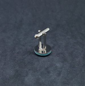 15mm round inlay multi-stone Kingman Turquoise stainless steel cuff-link pairs 2 styles