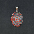 Vintage Navajo Cluster Red Coral sterling silver pendant necklace