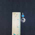 15 mm Spiral and Round Blue Fire Opal Sterling Silver Pendant