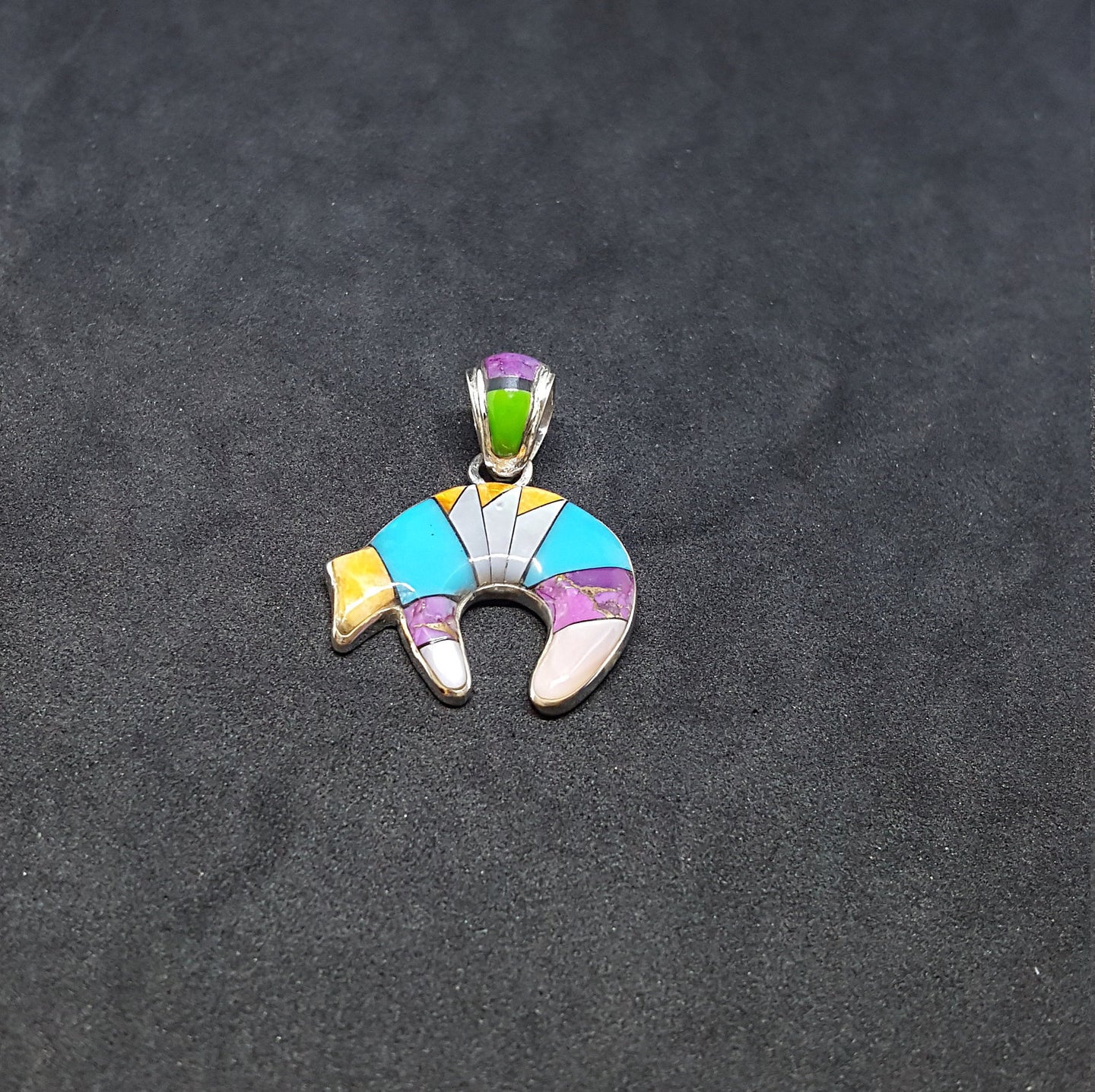 Inlaid Multi-stones Bear pendant