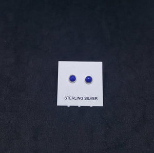 3 mm round Lapis sterling silver stud earrings