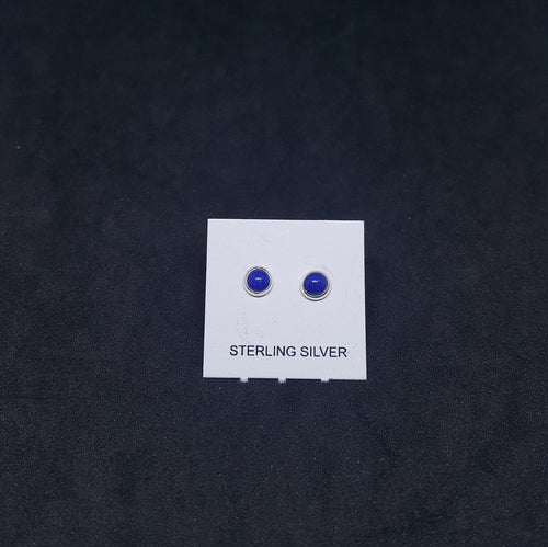 3 mm round Lapis Lazuli sterling silver stud earrings