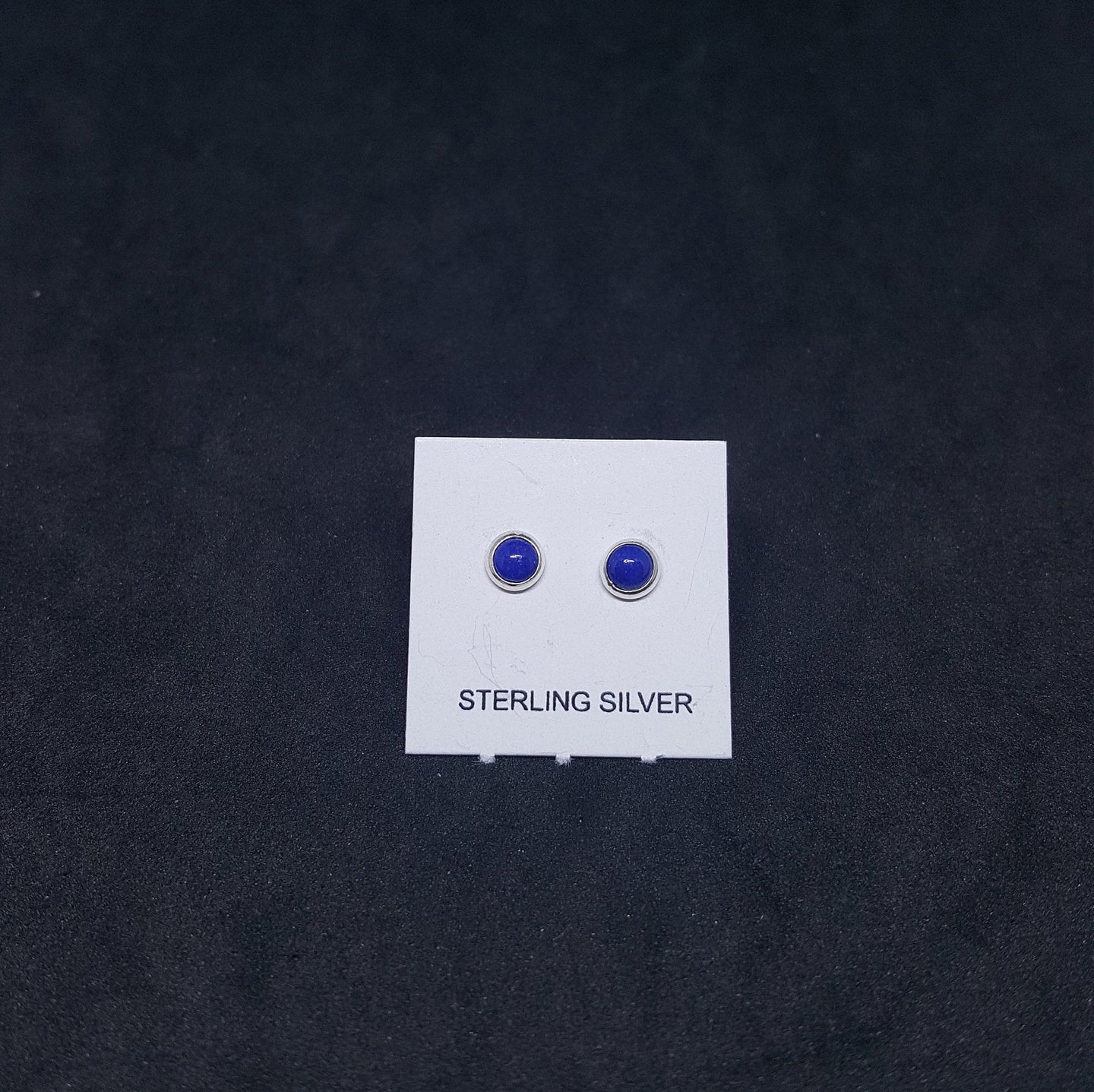 3 mm round Lapis sterling silver stud earrings