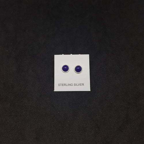 5 mm round Lapis sterling silver stud earrings