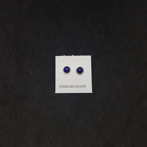 5 mm round Lapis sterling silver stud earrings