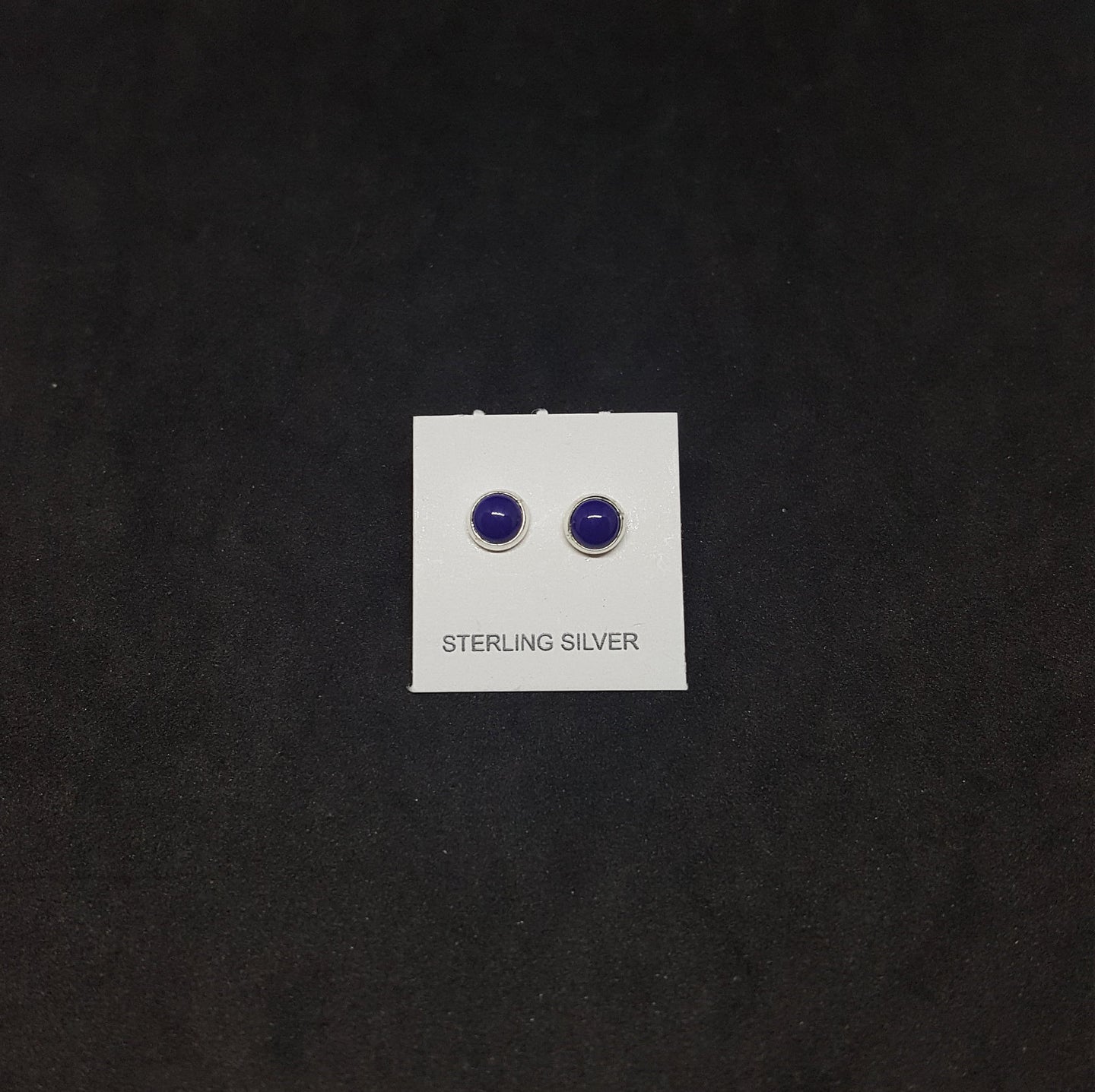 5 mm round Lapis sterling silver stud earrings