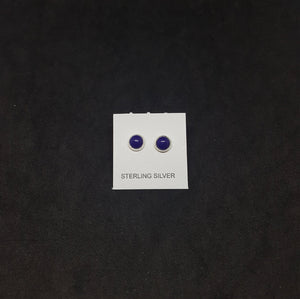 4 mm round Lapis sterling silver stud earrings