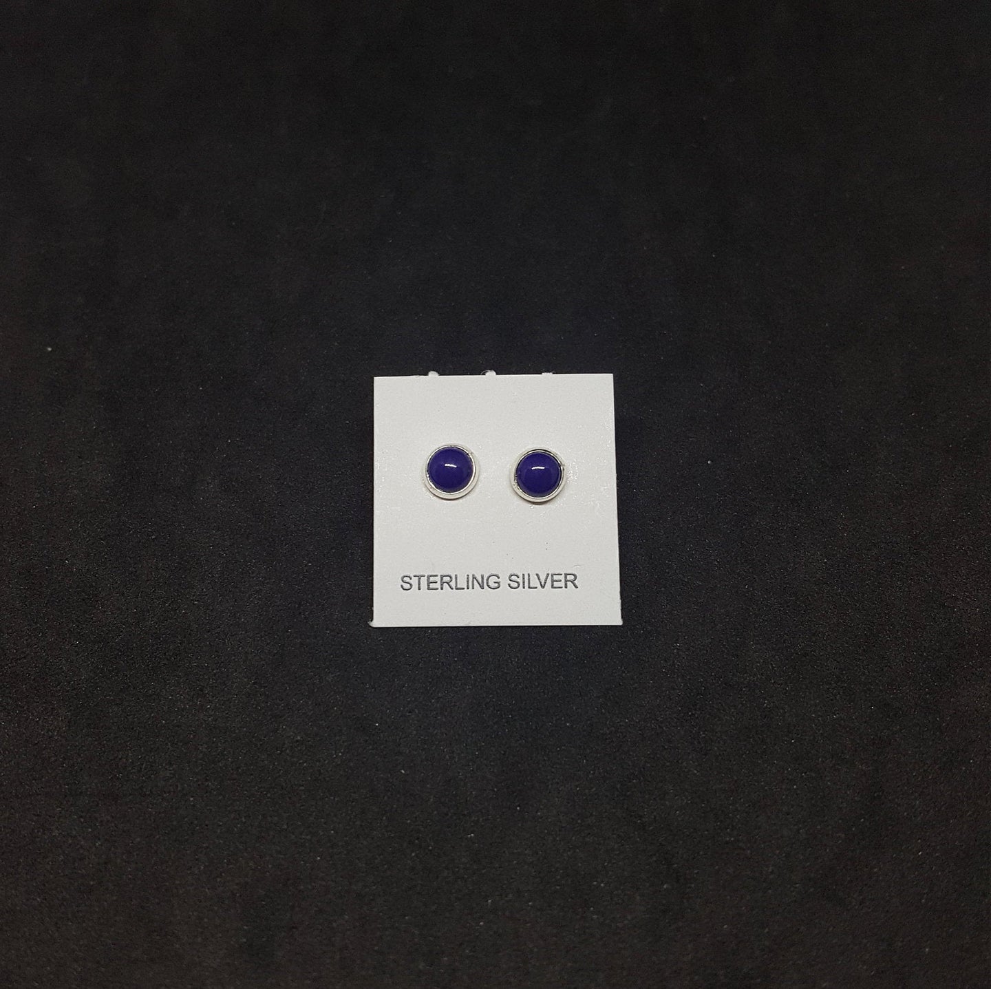 4 mm round Lapis sterling silver stud earrings