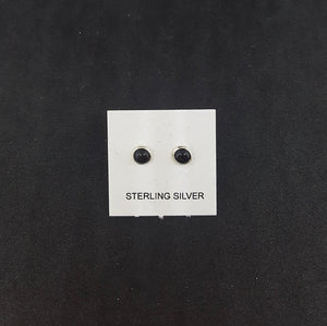 3 mm round Black Onyx sterling silver stud earrings