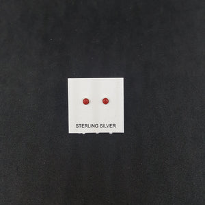 2 mm round Coral sterling silver stud earrings